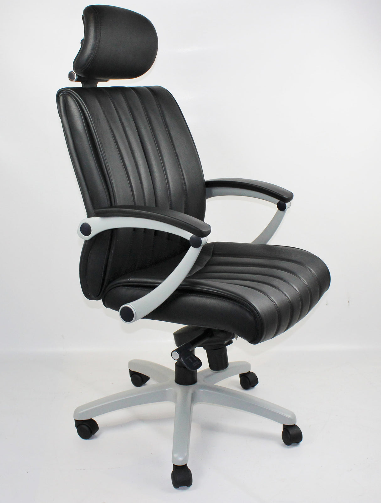 Black Genuine Leather Quality Office Chair With Headrest - BJ016HL