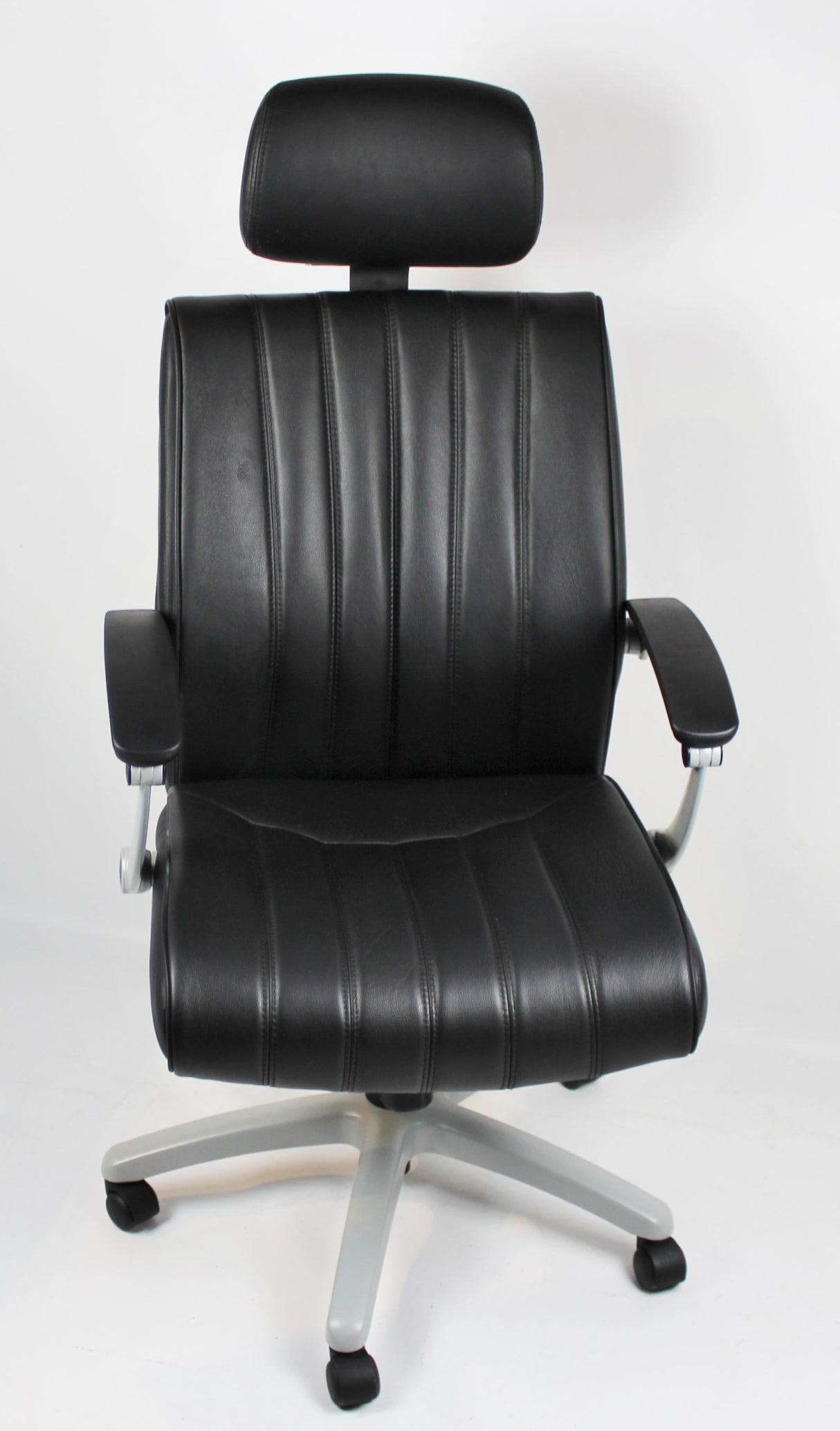 Black Genuine Leather Quality Office Chair With Headrest - BJ016HL