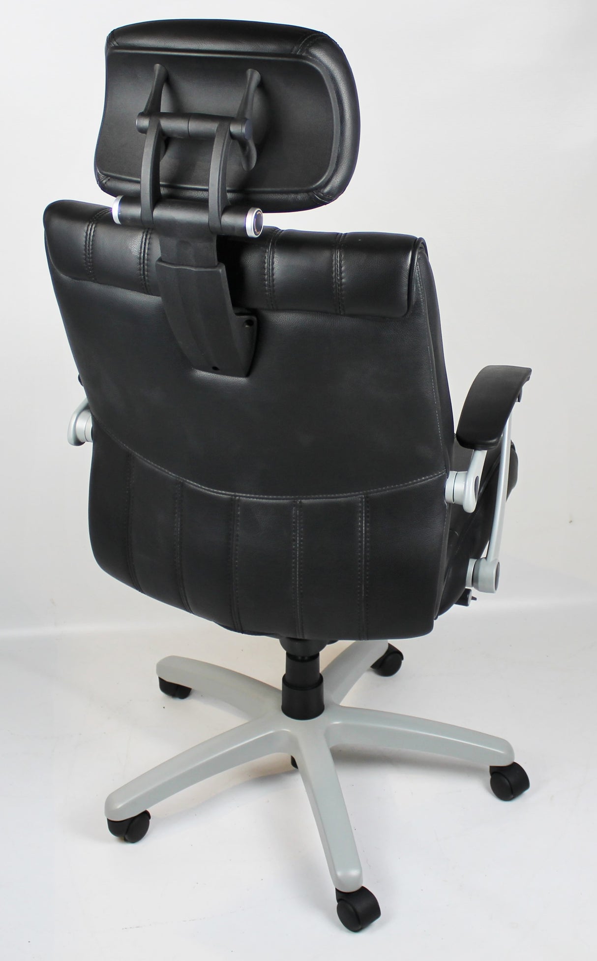 Black Genuine Leather Quality Office Chair With Headrest - BJ016HL