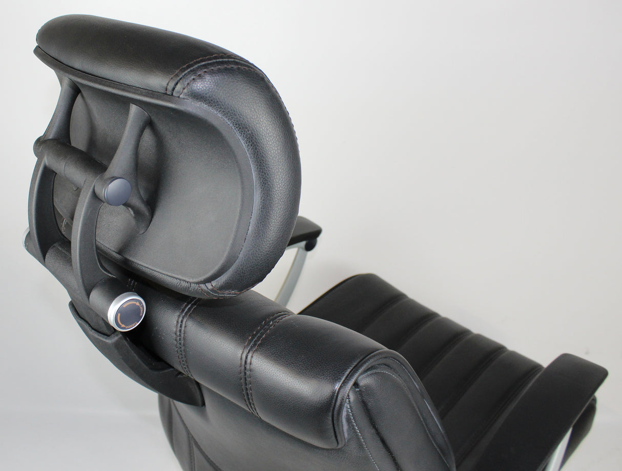 Black Genuine Leather Quality Office Chair With Headrest - BJ016HL