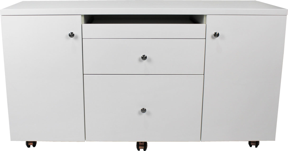Prosparae Gloss White Executive Desk with Pedestal and Return - 2000mm - T1381