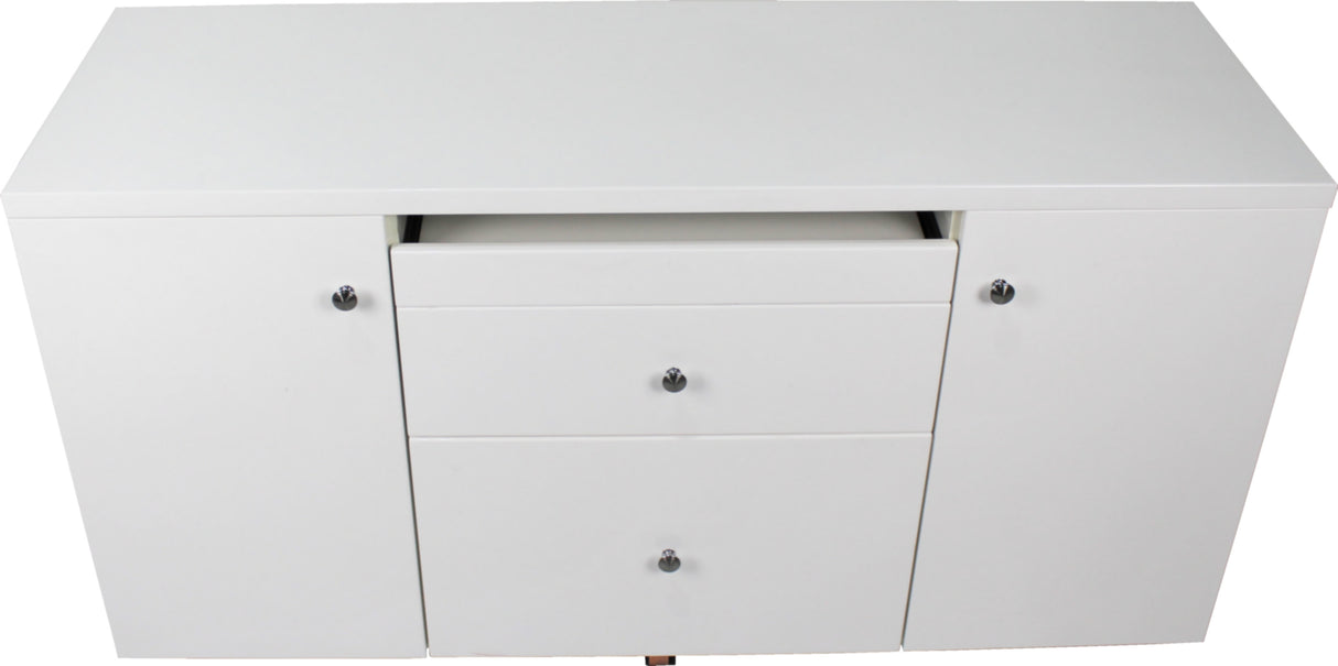 Prosparae Gloss White Executive Desk with Return & Pedestal - 2200mm - T1381
