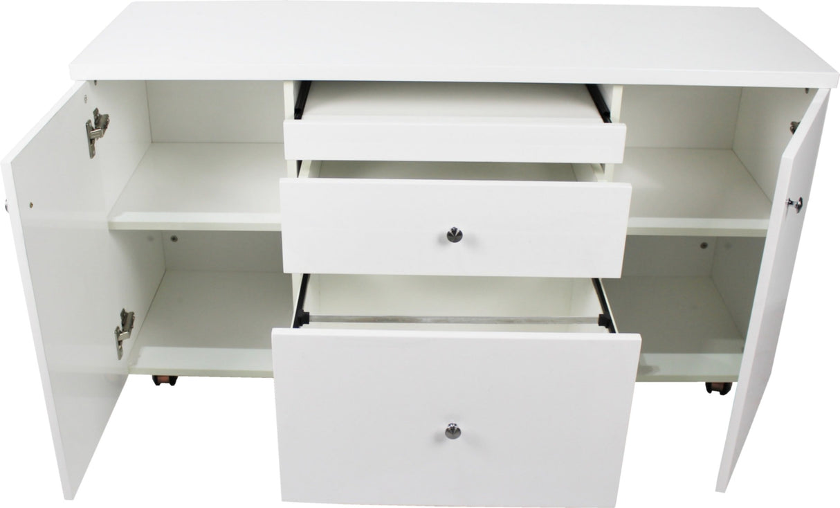 Prosparae Gloss White Executive Desk with Pedestal and Return - 2000mm - T1381