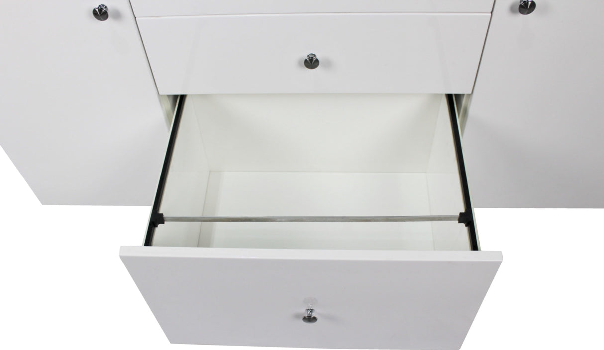Prosparae Gloss White Executive Desk with Pedestal and Return - 2000mm - T1381
