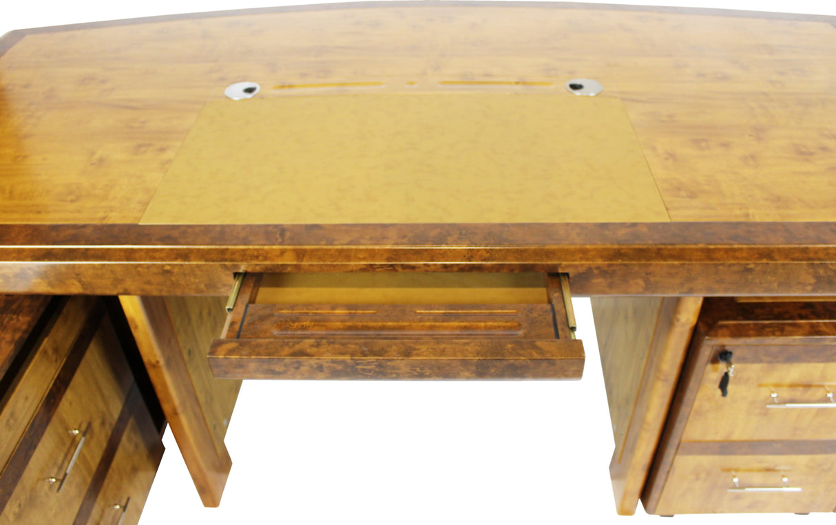 High Quality Executive Desk In Two Tone Yew Finish with Pedestal and Return - 1800mm or 2000mm - 1862