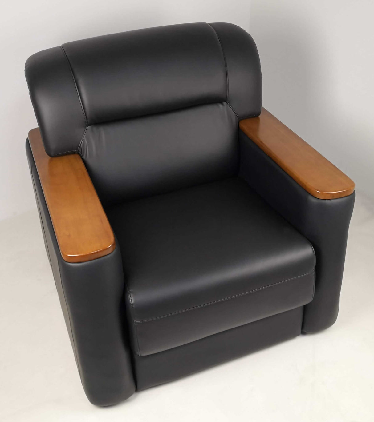 Black Office Sofa with Walnut Arms - Single, Twin or Triple - F-110