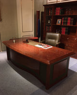 Italian Design Luxury Executive Desk With Wave Design - High Lacquered Walnut Wood & Leather - 2400mm - IVA-0811