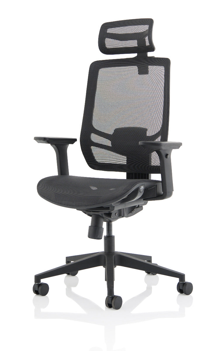 Ergo Twist Black Mesh Seat and Back Office Chair - Optional Headrest