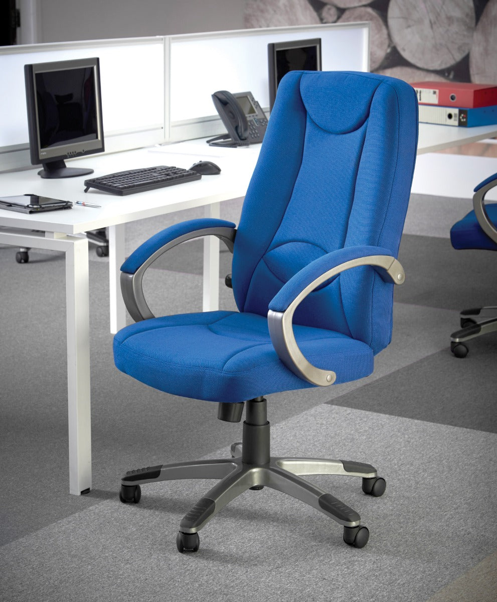Lucca High Back Fabric Adjustable Lumbar Office Chair - Blue or Charcoal Option