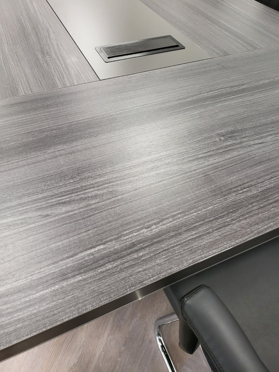 Modern Large Grey Oak Meeting Table with Built in Storage - Sizes from 2800mm to 6000mm - LX-BJS-MET
