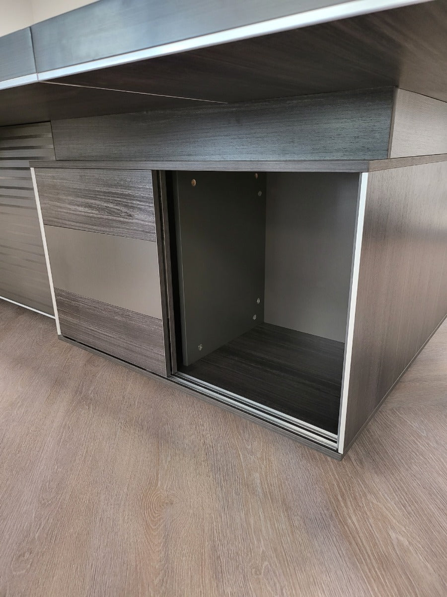 Modern Large Grey Oak Meeting Table with Built in Storage - Sizes from 2800mm to 6000mm - LX-BJS-MET