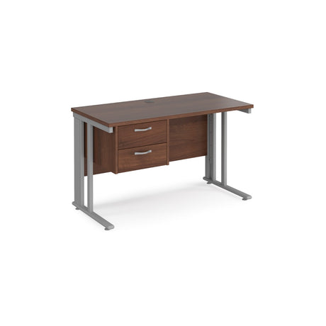 Maestro 600mm Deep Straight Cable Management Leg Office Desk with Two Drawer Pedestal