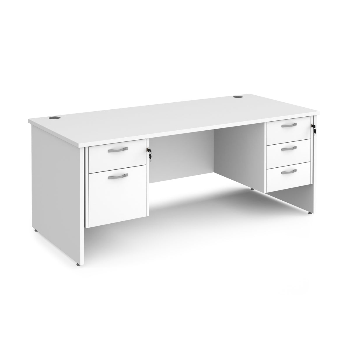 Maestro 800mm Deep Straight Panel Leg Office Desk with Two and Three Drawer Pedestal