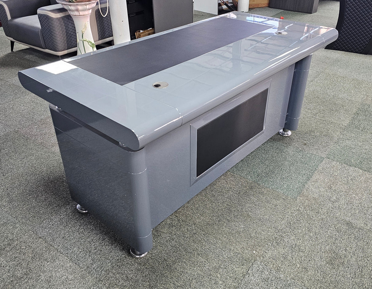 EX SHOWROOM - Grey Gloss Executive Office Desk ONLY - 1600mm - 1861