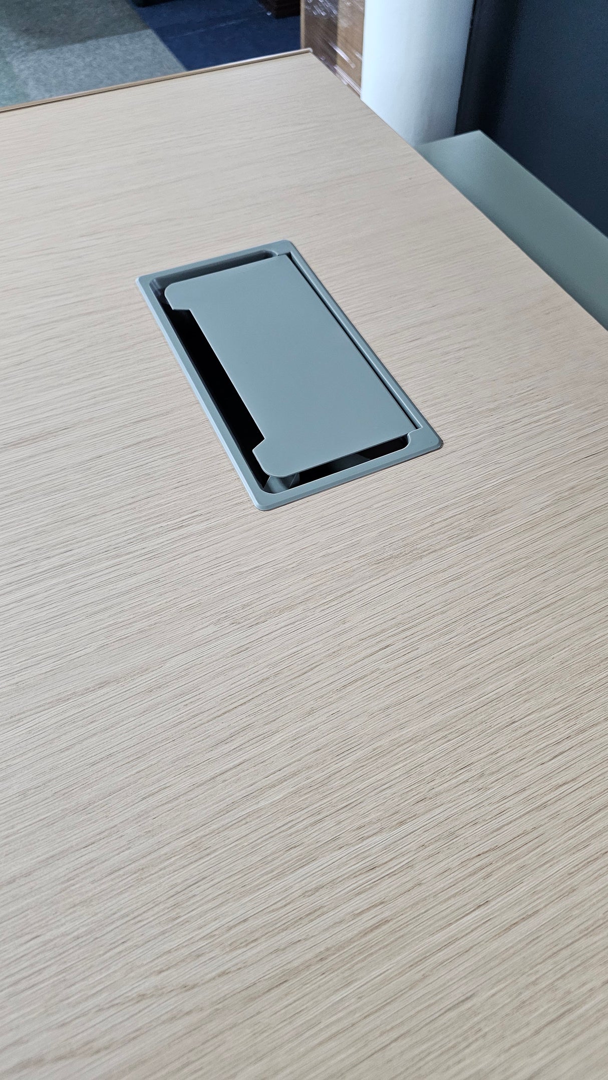 Modern Oak and Sage Green Executive Right Hand Corner Desk with Gold Edging - 1800mm - CL1711