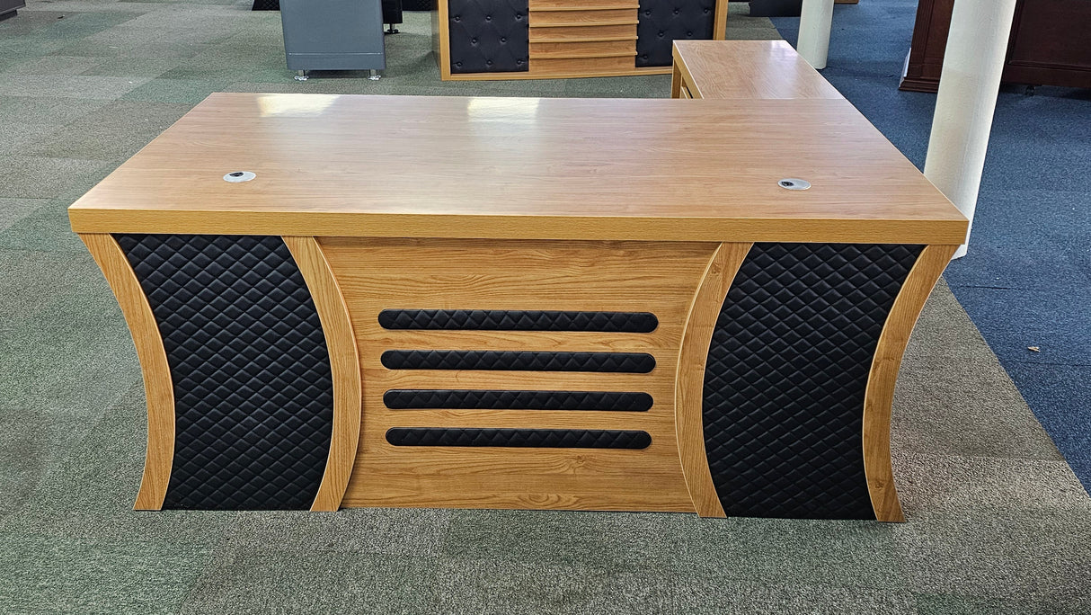 EX SHOWROOM - Modern Oak Executive Office Desk with Stylish Modesty Panel with Desk Level Return - 1800mm - 8674