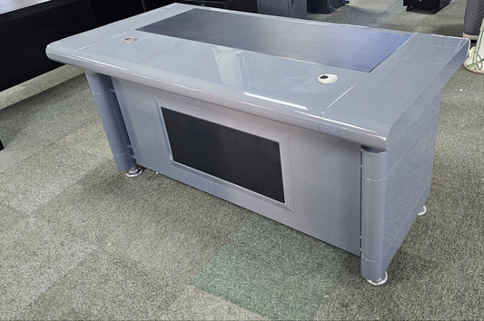 EX SHOWROOM - Grey Gloss Executive Office Desk ONLY - 1600mm - 1861