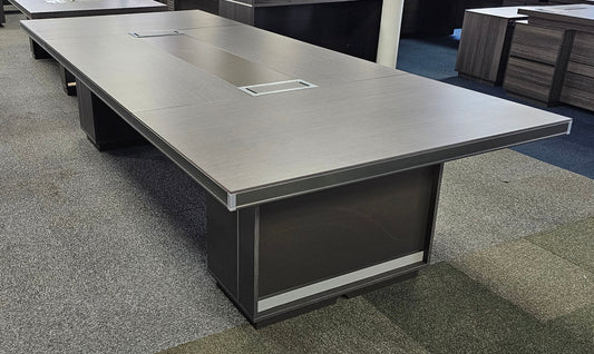 Modern Grey Oak Boardroom Table with Aluminium Edging - 3200mm - WKO-C1232