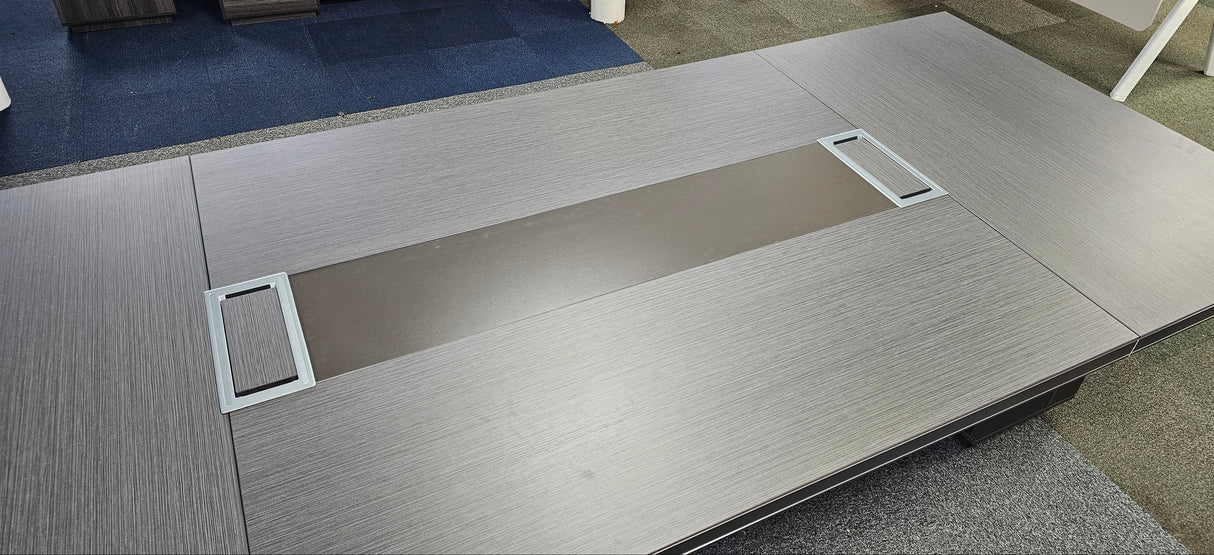 EX SHOWROOM - Modern Grey Oak Boardroom Table with Aluminium Edging - 3200mm - WKO-C1232