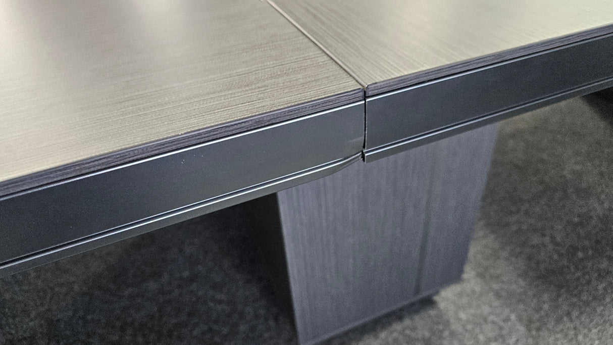 EX SHOWROOM - Modern Grey Oak Boardroom Table with Aluminium Edging - 3200mm - WKO-C1232