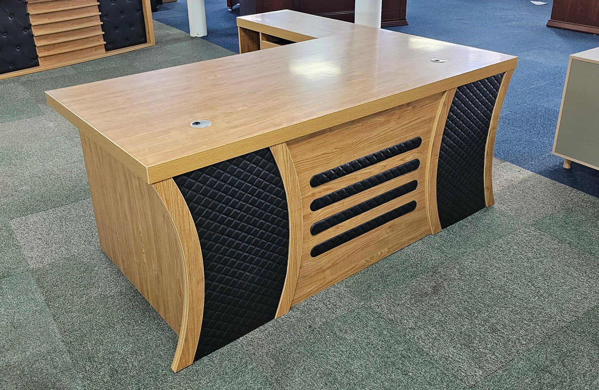 EX SHOWROOM - Modern Oak Executive Office Desk with Stylish Modesty Panel with Desk Level Return - 1800mm - 8674