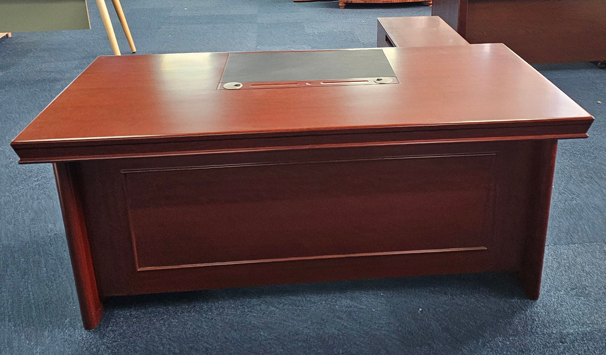 EX SHOWROOM - Mahogany Executive Office Desk with Pedestal and Return - 1800mm - 1830