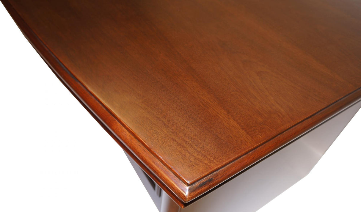Real Walnut Veneer Executive Curved Office Desk With Pedestal & Return - 1600mm - U37162