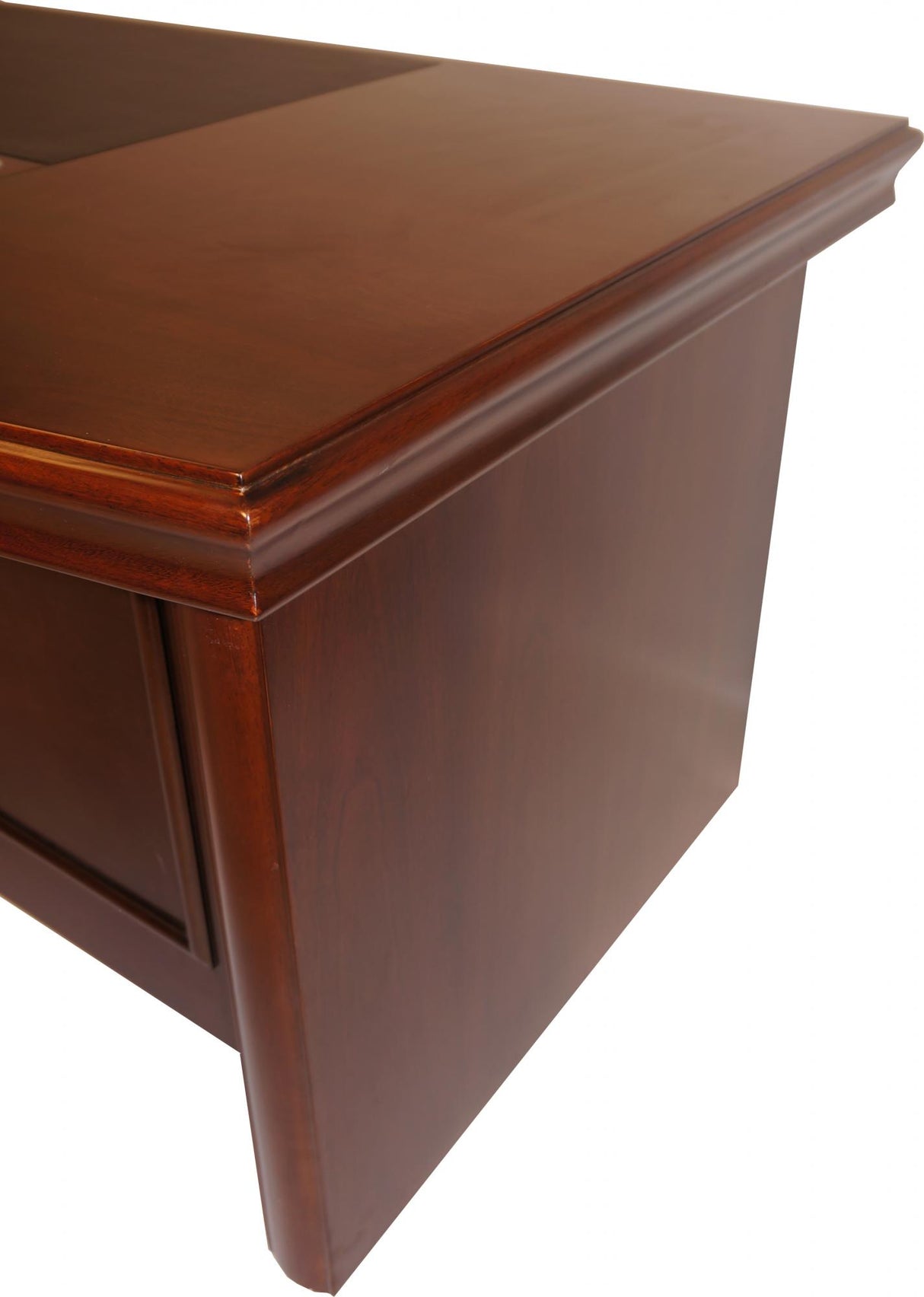 Real Walnut Veneer Executive Curved Office Desk With Pedestal & Return - 1600mm - U37162