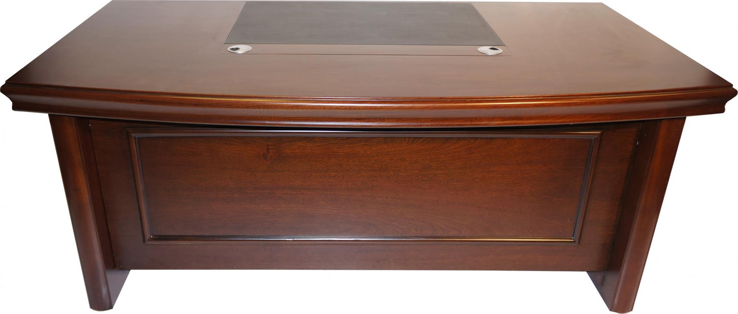 Real Walnut Veneer Executive Curved Office Desk With Pedestal & Return - 1600mm - U37162