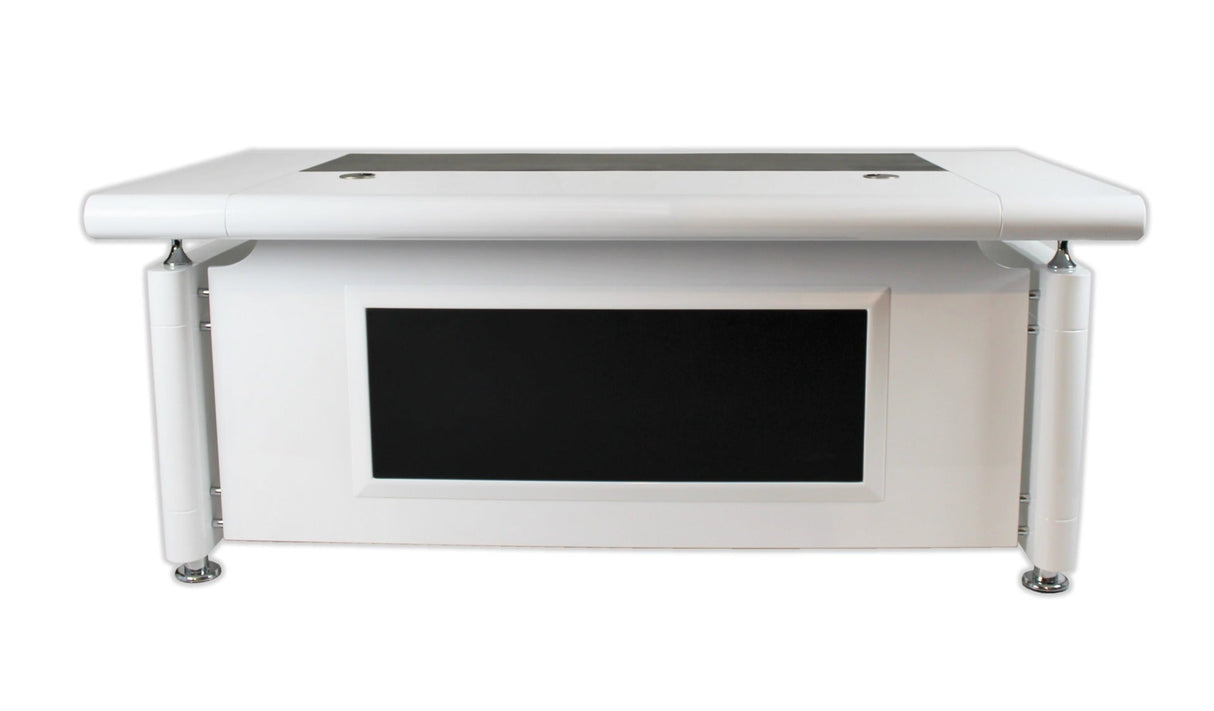 White Gloss Executive Office Desk with Pedestal - 1400mm - 1861