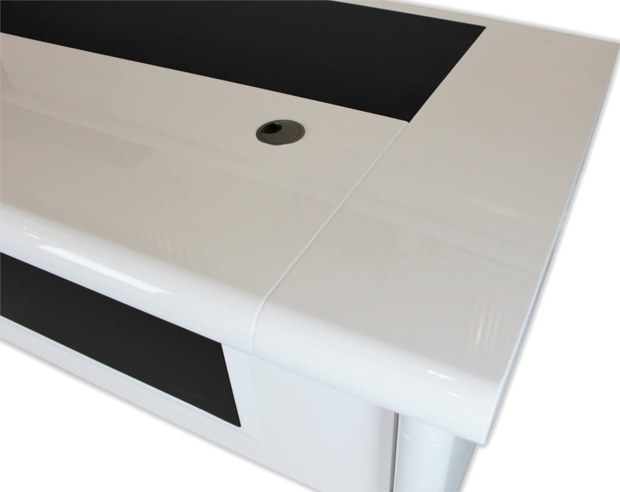 White Gloss Executive Office Desk with Pedestal and Return - 1600mm - 1861