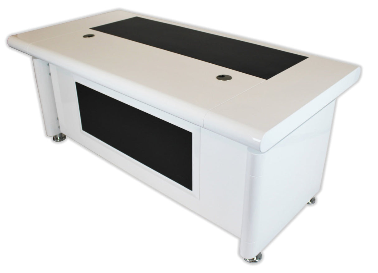 White Gloss Executive Office Desk with Pedestal - 1400mm - 1861