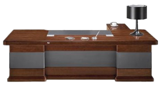 Luxury Executive Desk Black Leather Detailing - With Pedestal and Return - 2400mm / 2600mm / 2800mm - U9C241