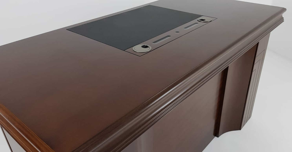 Executive Home Office Desk In Light Walnut Veneer - 1400mm - UBA141