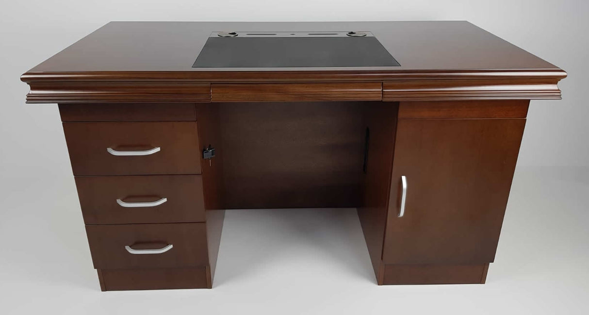 Executive Home Office Desk In Light Walnut Veneer - 1400mm - UBA141
