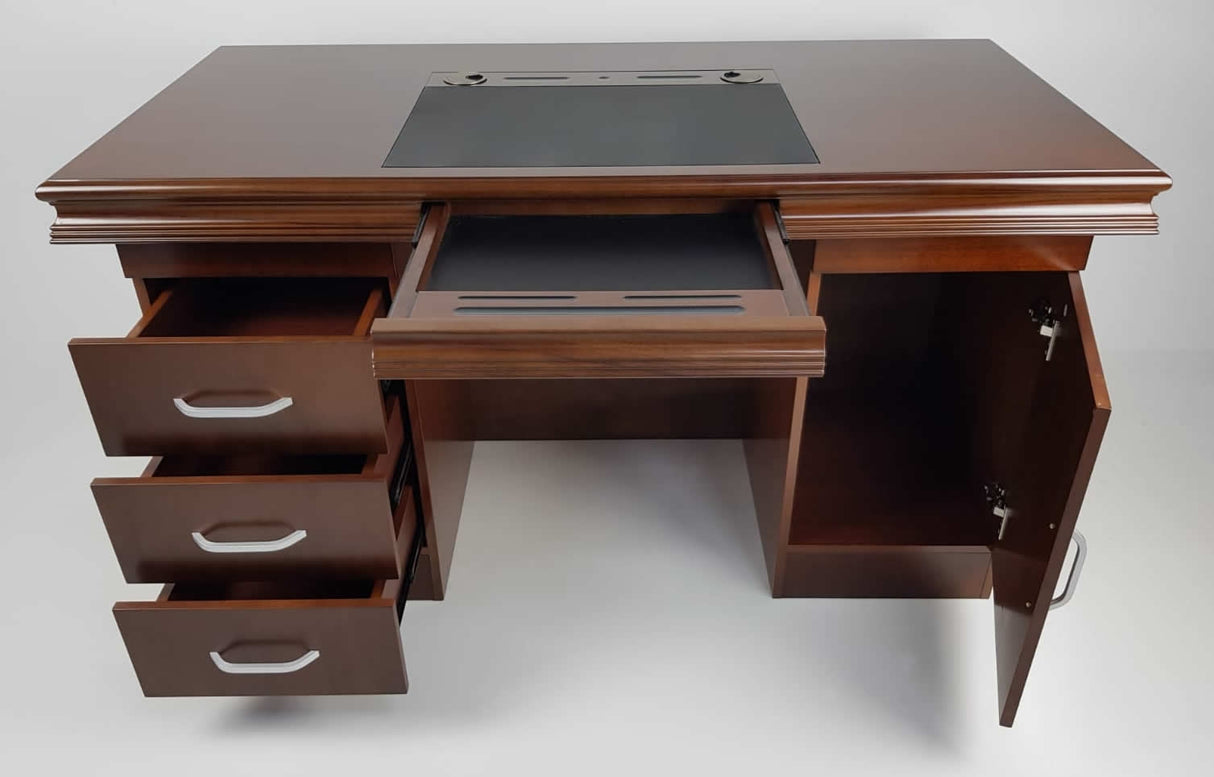 Executive Home Office Desk In Light Walnut Veneer - 1400mm - UBA141