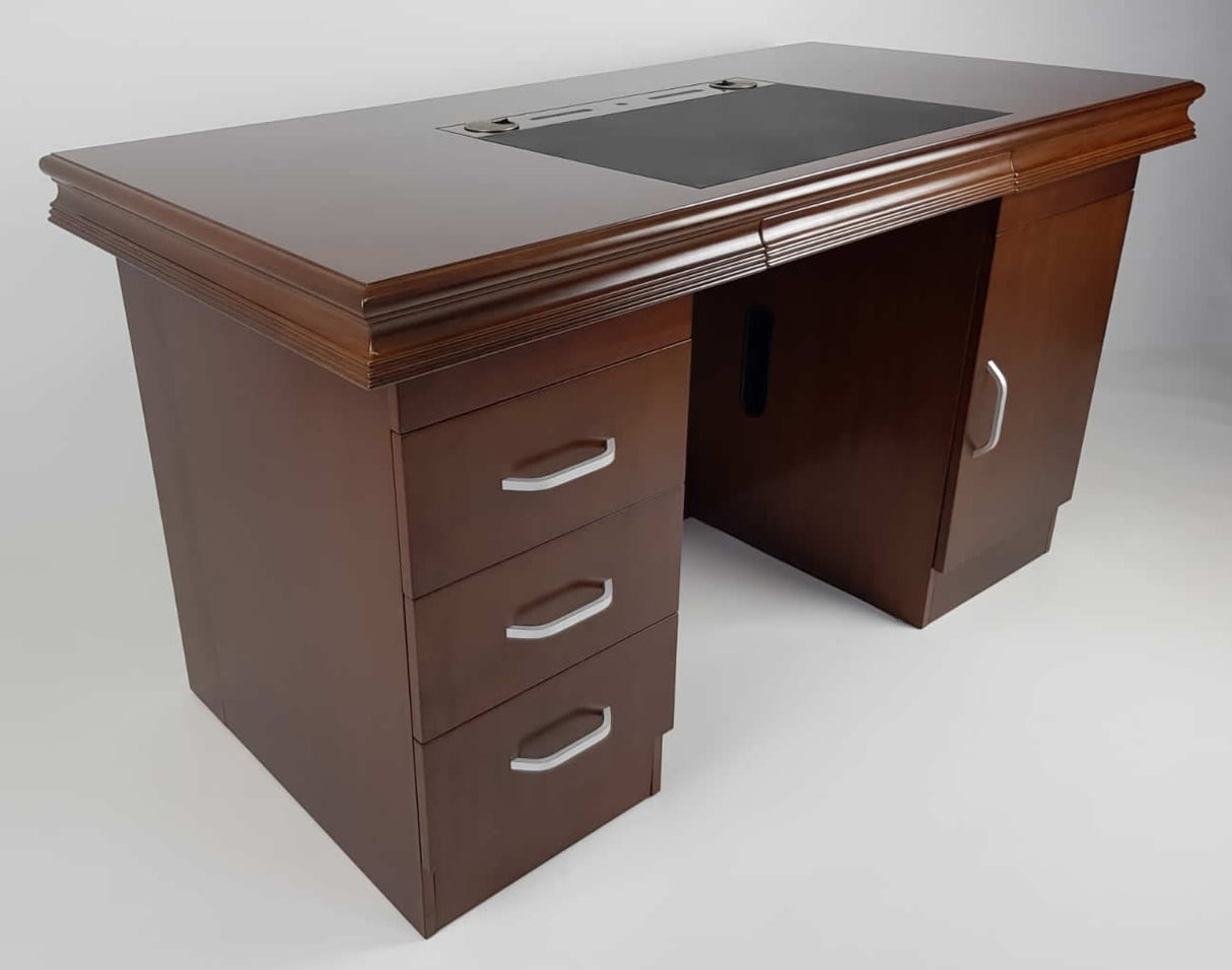 Executive Home Office Desk In Light Walnut Veneer - 1400mm - UBA141