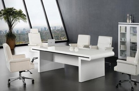 Luxury Gloss White Executive Boardroom Meeting Room Table - 2000mm / 2200mm / 2400mm - 0992C
