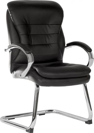 Black Bonded Leather Visitor Cantilever Chair - GOLIATH-LIGHT-VISITOR