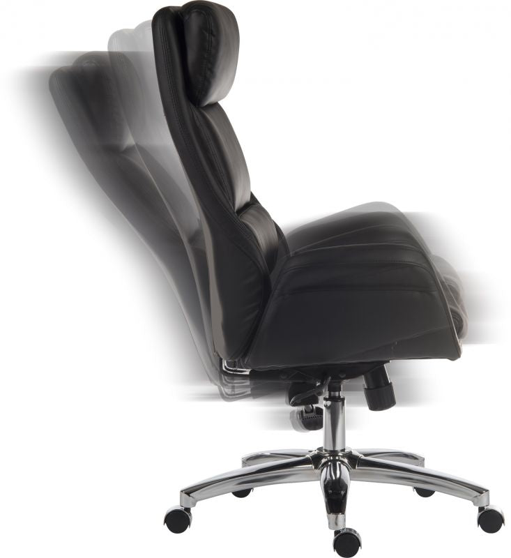 Black Leather High Back Reclining Office Chair - AMBASSADOR
