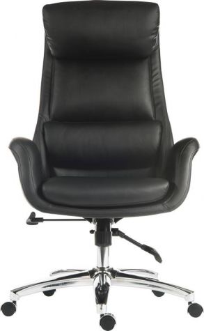 Black Leather High Back Reclining Office Chair - AMBASSADOR