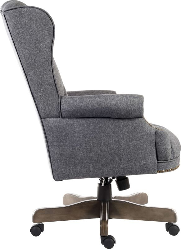 Traditional Chesterfield Grey Fabric Executive Chair - CHAIRMAN