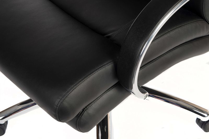 Heavy Duty Black Leather Look Office Chair - SAMSON