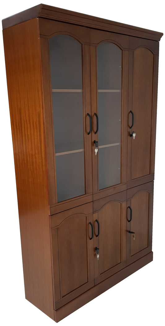 Real Wood Veneer Three Door Executive Bookcase - 1861A-3DR