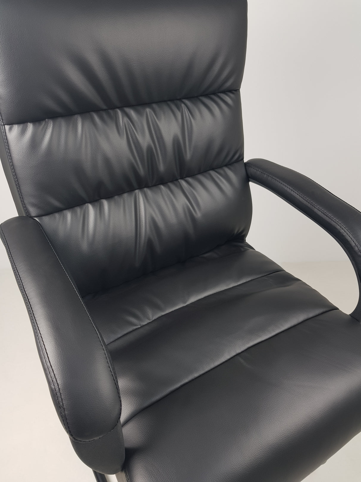 Black Leather Soft Padded Visitor Chair - CHA-K35-2