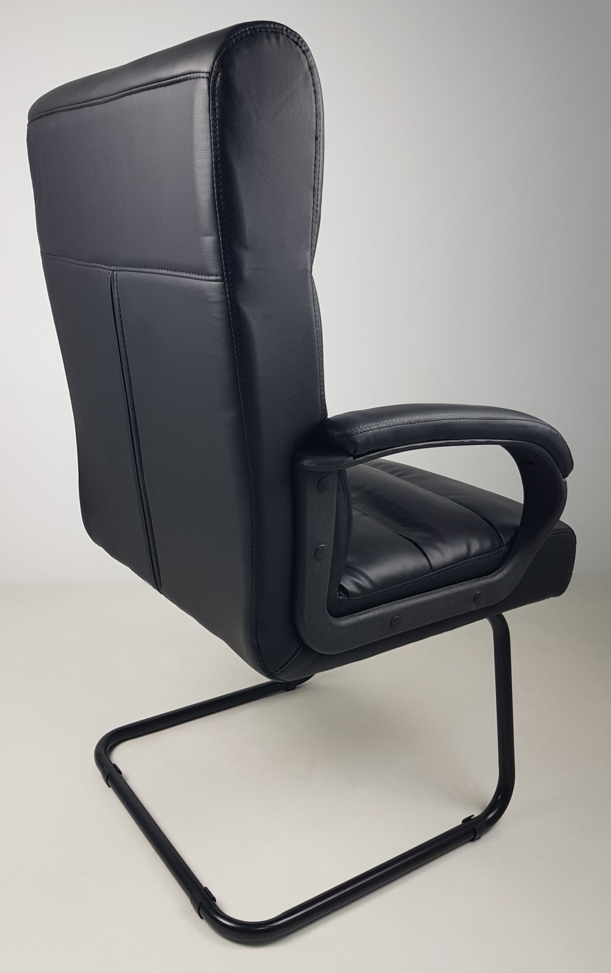 Black Leather Soft Padded Visitor Chair - CHA-K35-2