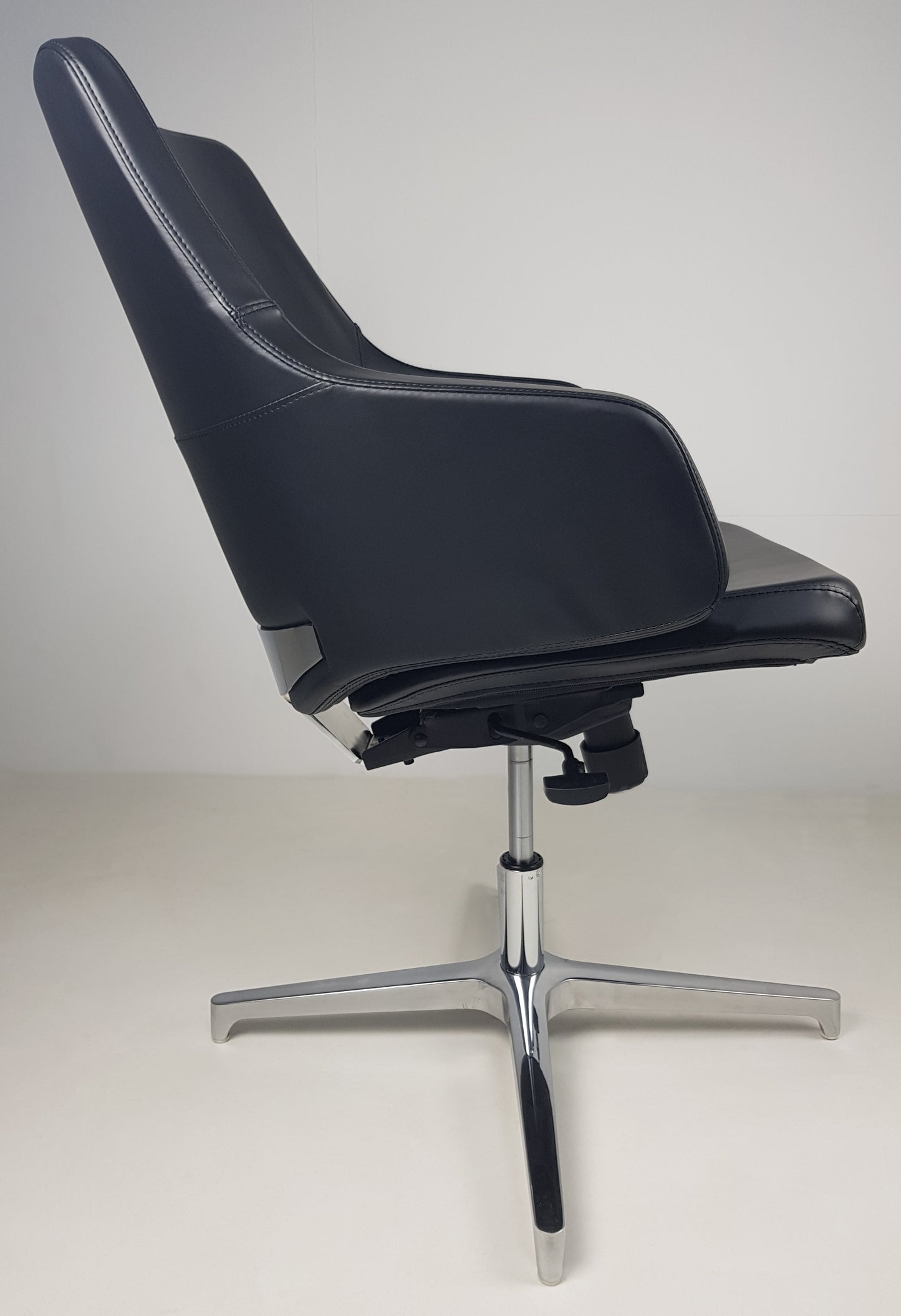 Black Leather Visitor Office Chair with Seat Slide - CHA-1823C