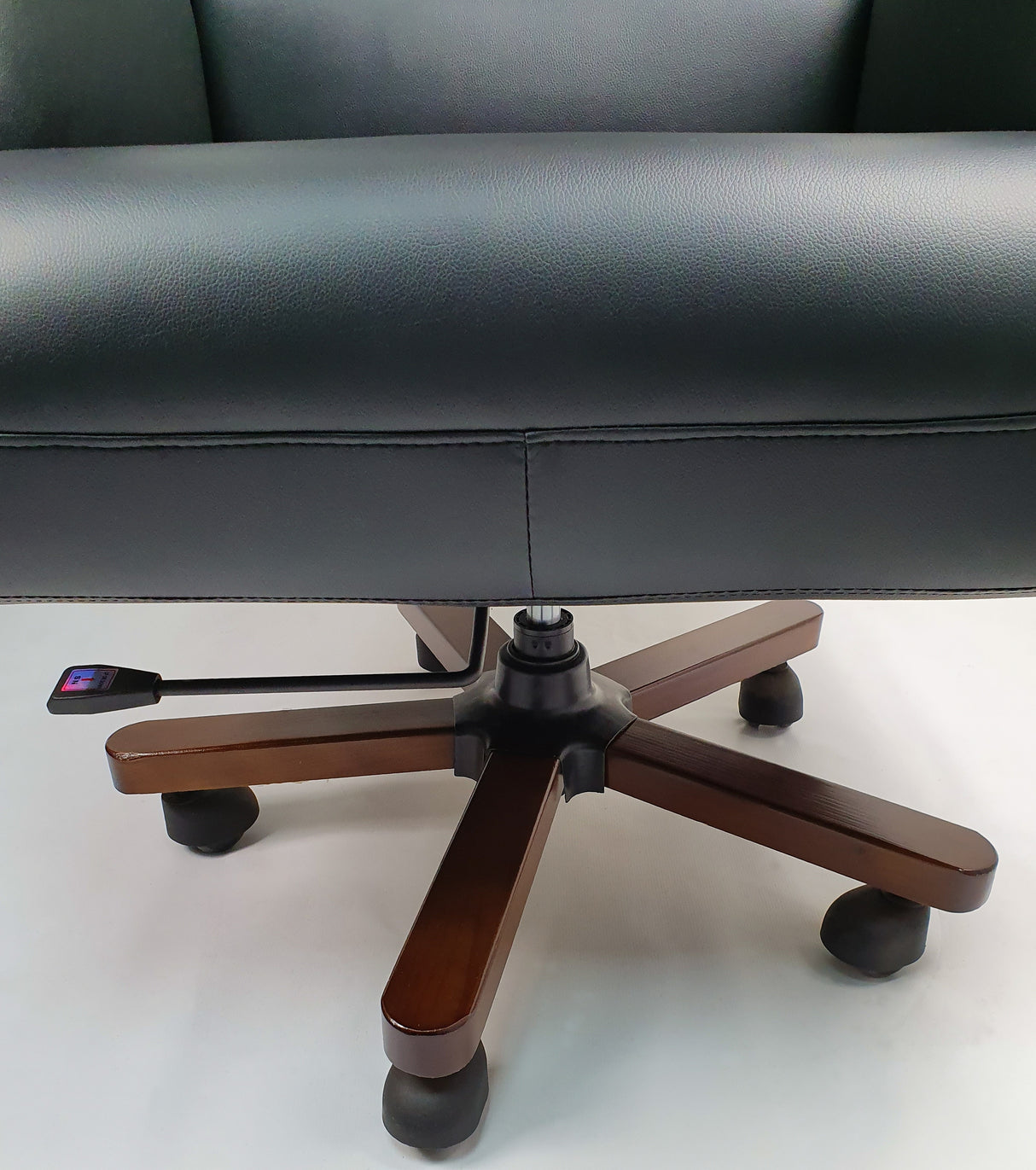 Heavy Duty Large Black Leather Executive Office Chair with Wooden Base - 1840A