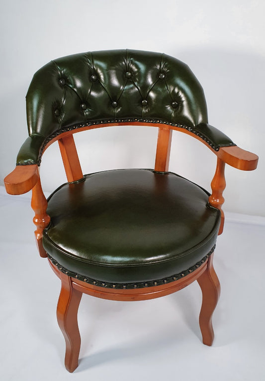 Genuine Green Leather Captains Visitor Chair - T238