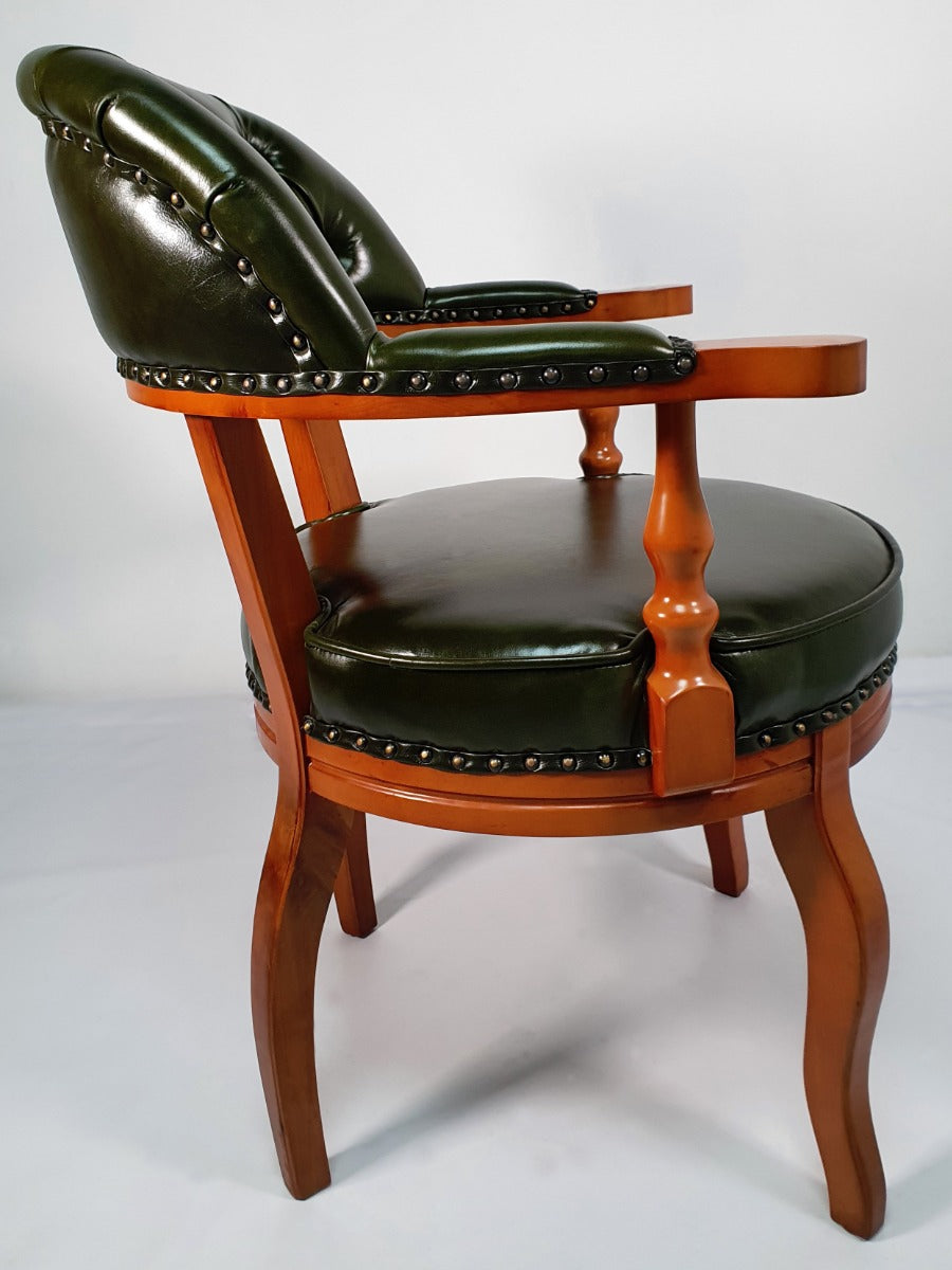 Genuine Green Leather Captains Visitor Chair - T238